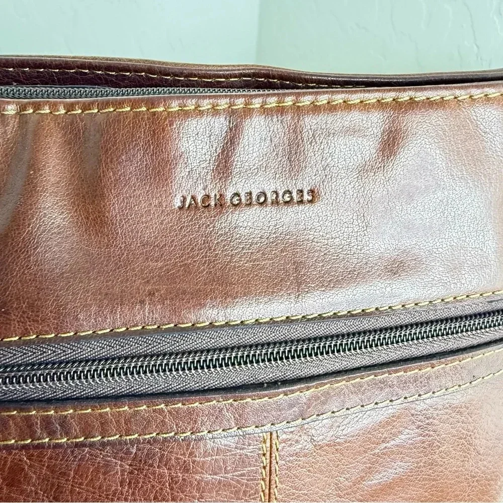 JACK GEORGES Voyager Brown Leather Crossbody Bag